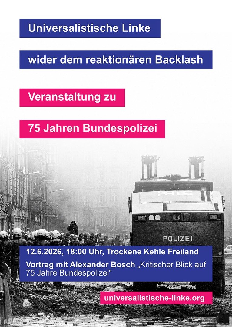 Vortrag mit Alexander Bosch "Kritischer Blick auf 75 Jahre Bundespolizei"